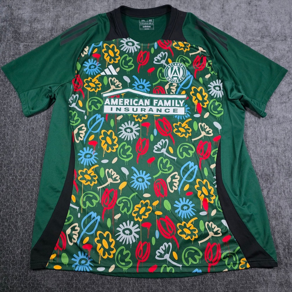 Adidas Atlanta United FC Unity Pre-Match Jersey Green Floral Mens 2XL Slim Fit